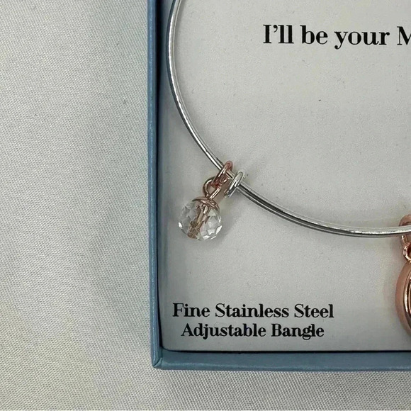 Disney Minnie Adjustable Bangle Bracelet Silvertone Rose Goldtone Love & Kisses - Picture 6 of 7